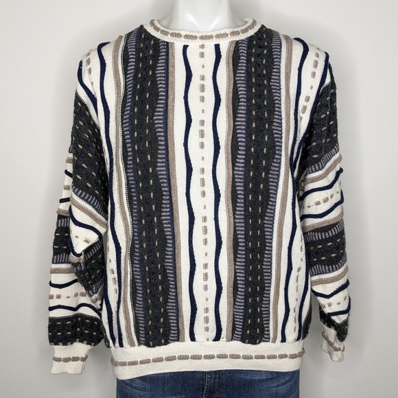 Vintage Other - Vintage Alan Stuart grey blue tan sweater L
